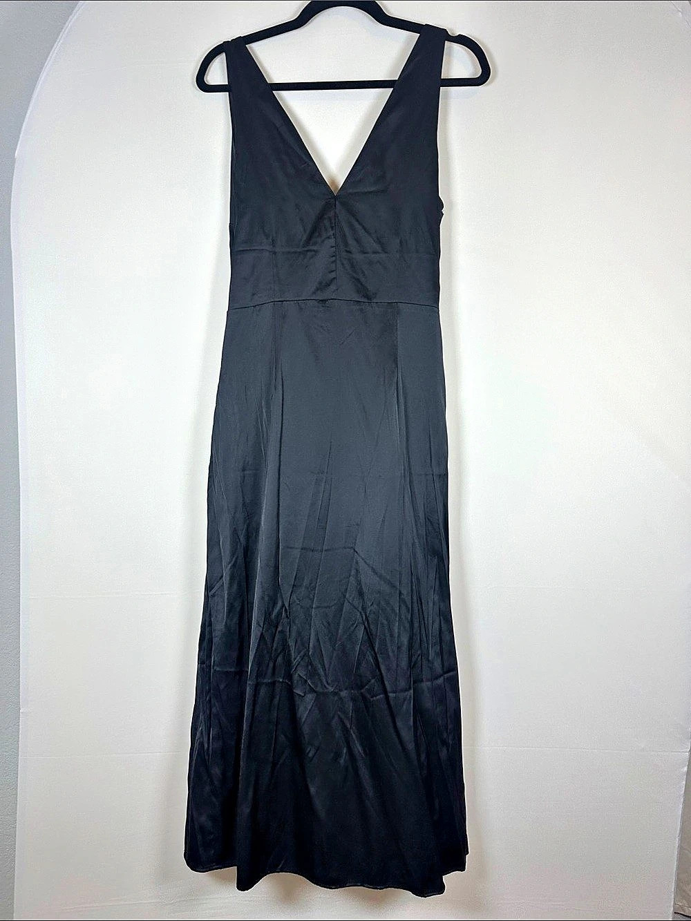 Abercrombie & Fitch Black Maxi Dress Large Ruched Back Cutout Deep V